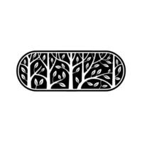 Minimalist Forest Silhouette in Oval Frame vector
