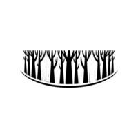 Minimalist Forest Silhouette on White, or vector