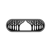 Minimalist Forest Scene in Oval Frame, Silhouette vector