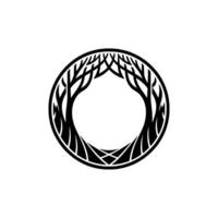 Circular Tree Motif Minimalist Black and White vector