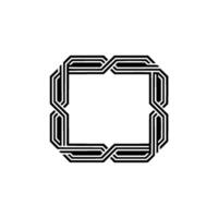Geometric Frame Illustration Black White Braided Lines on White Background vector