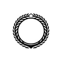 Minimalist Laurel Wreath Circle Frame, Black on White, Elegant vector
