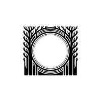 Art Deco Forest Frame Geometric Trees and Circle vector