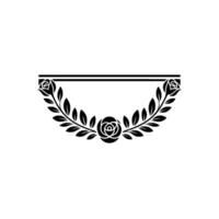Elegant Black Rose and Leaf Frame , Minimalist Decorative Element vector