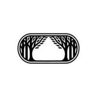 Minimalist Forest Frame Black Trees in Oval Border vector