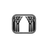 Minimalist Forest Black Trees in Rounded Frame vector