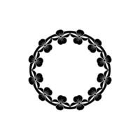 Elegant Black Floral Wreath Circle, Minimalist vector