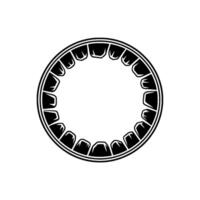 Black and White Geometric Circular Element on White vector