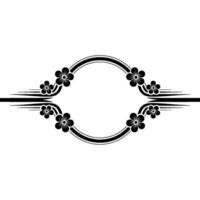 Elegant Floral Frame with Circle and Linear , Black and White vector