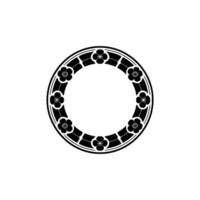 Geometric Japanese Floral Circle Motif, Minimalist , White Background vector