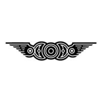 Geometric Winged Emblem in Black and White vector