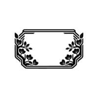 Elegant Black Floral Frame with Blank Space, Minimalist vector