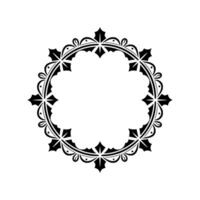 Elegant Black Floral Circle Frame, on Soft Gray vector