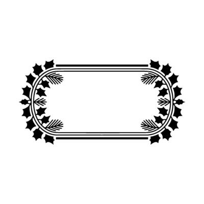 Elegant Black and White Christmas Frame with Holly Spruce