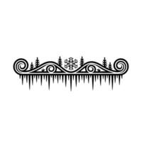 Winter Decorative Border Snowflake, Icicles, and Pine Trees vector