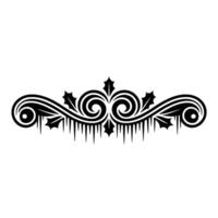 Winter Ornament Black Scrollwork with Icicles and Holly vector