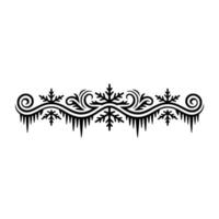 Winter Border Ornament Snowflake, Icicle, Decorative Line Art vector