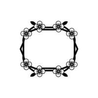 Elegant Floral Frame - Black and White Blossom Border vector