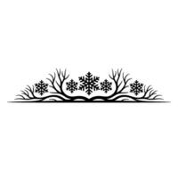 Winter Snowflake and Branch Border , Black and White vector