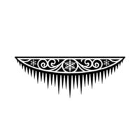 Intricate Black Winter Ornament with Snowflakes and Icicles, Minimalist vector