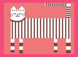Abstract A cute cat geometic style imge on color background vector
