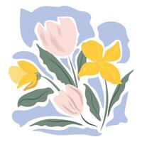 Abstract Hand drawn painting of colorful branch flower. Trendy abstract minimal style. Natural fresh.illustration isolated on white background vector