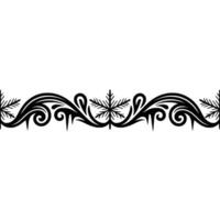 Ornamental Black Winter Border on White - Snowflake Swirl vector