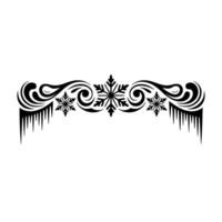 Winter Snowflake Border , Black Ornament on White Background vector