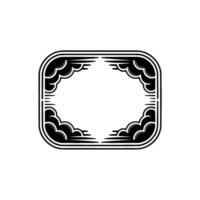 Art Deco Frame Elegant Black White Border with Cloud Elements vector