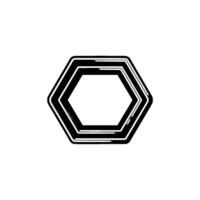 Geometric Hexagon Outline in Black, White, and Grey on Neutral Background vector