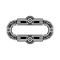 Steampunk Oval Frame Black and White Mechanical vector