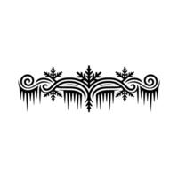 Winter Ornament Border - Snowflake and Icicle Silhouette vector