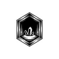 Geometric Crystal Cave Monochromatic vector
