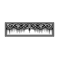 Intricate Black and White Winter Border on White Background vector
