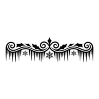 Decorative Winter Border with Icicles, Snowflakes Ornamentation vector