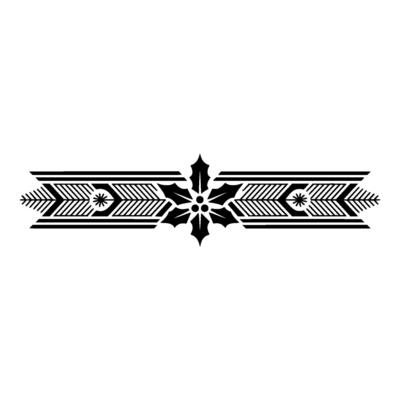 Black White Christmas Border Element - Holly Decorative