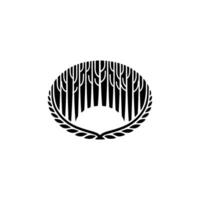 Minimalist Forest Badge Black Trees in Laurel Frame vector