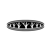 Minimalist Forest Black Trees Within an Oval Frame vector