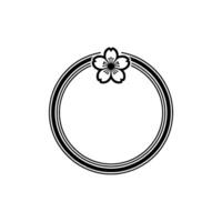 Elegant Cherry Blossom Frame Japanese-Inspired Circle vector