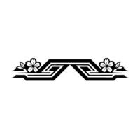 Black and White Sakura Border Element on White Background vector