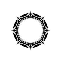 Black White Ornamental Circular Frame, Minimalist vector