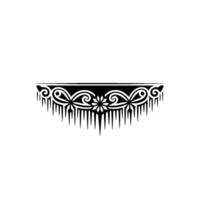 Ornamental Pattern Border Black Floral Icicle Element, Minimalist vector