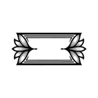 Floral Rectangular Frame Elegant Black White vector