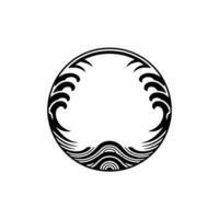 Elegant Circular Wave Motif in Black on White vector