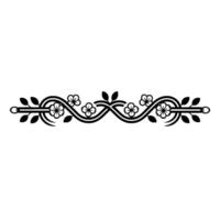 Elegant Black Floral Border, Minimalist on White Background vector