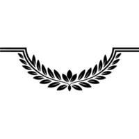 Elegant Black Laurel Wreath on White Minimalist Element vector