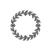 Minimalist Winter Circle Frame with Snowflakes vector