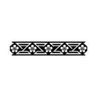 Black Floral Border with Geometric on White Background vector
