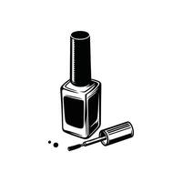 classic bottle of nail lacquer with the cap and brush lying beside it a graphic of a cosmetic product used for nail art and manicures vector