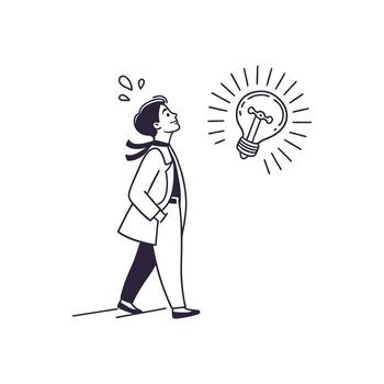 A businessman has a bright idea represented by a glowing light bulb a illustration about innovation creativity and problem solving vector